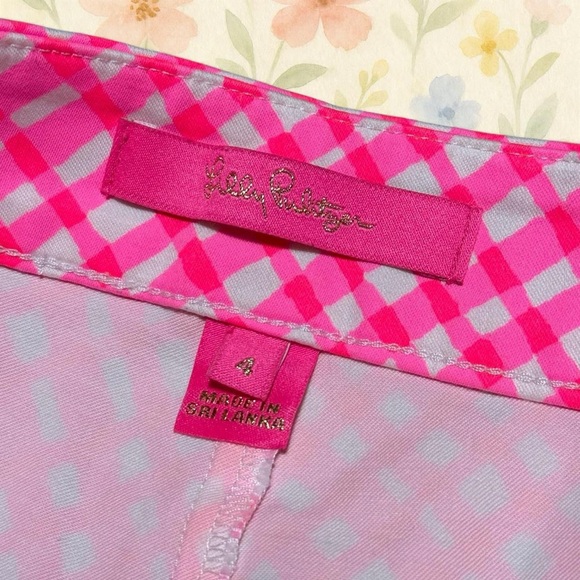 Lilly Pulitzer Arabeth Shorts Pink Gingham Size 4 Preppy Summer - Picture 3 of 6